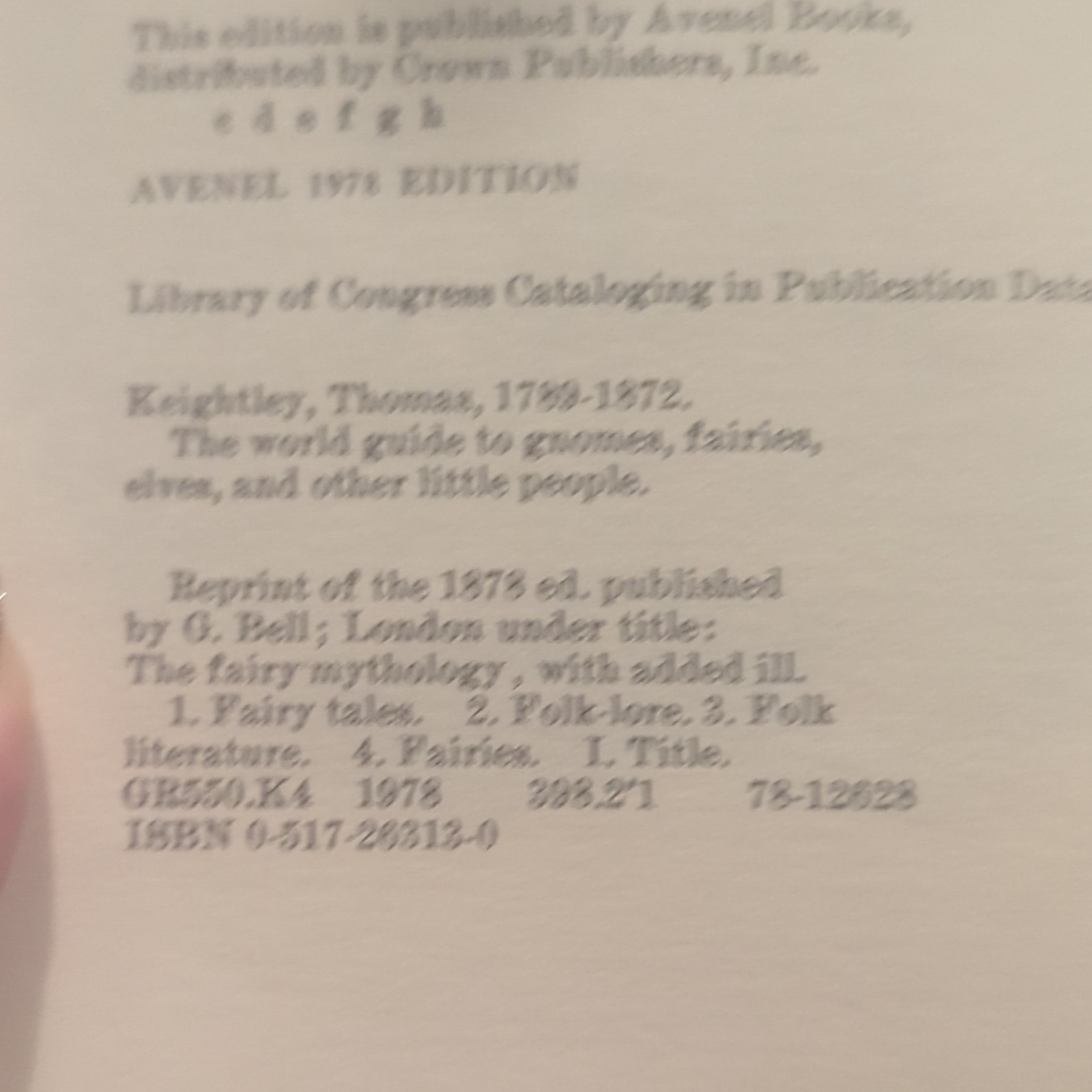 Thomas Keightley The World Guide to Gnomes, Fairies, Elves HC 1978 Avenel Illus.