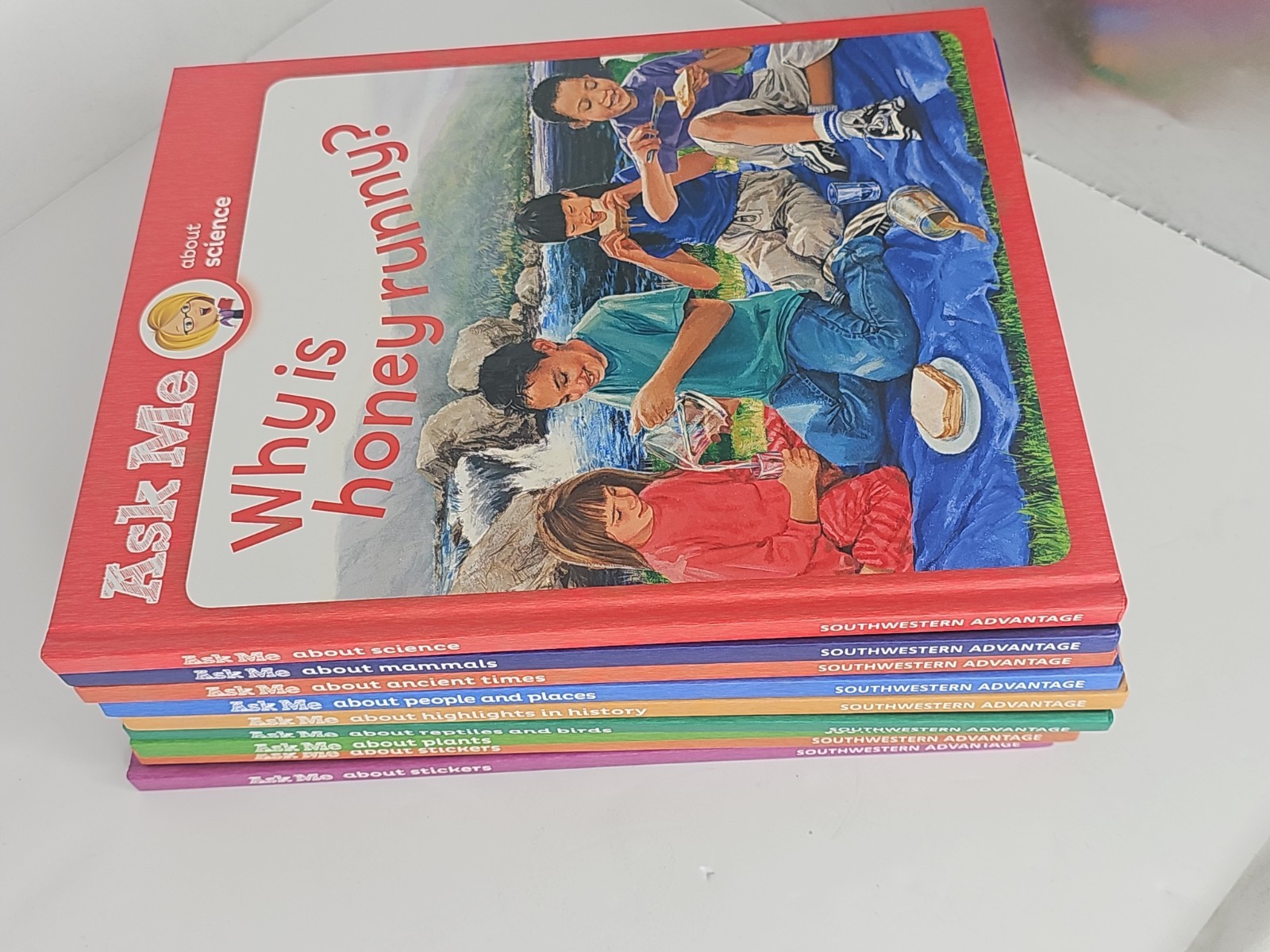 9 Ask Me About.. Hardcover Book Lot Southwestern Advantage Sticker Time Mammals