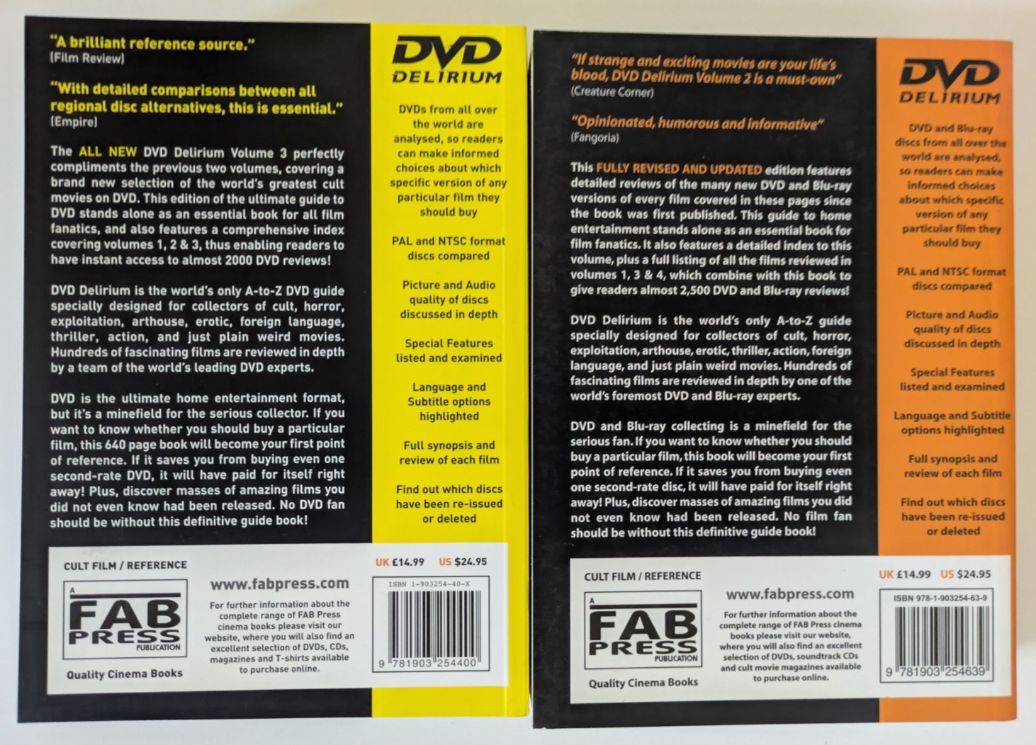 DVD DELIRIUM Nathaniel Thompson FILM GUIDES Volumes 2 & 3 FAB PRESS Horror