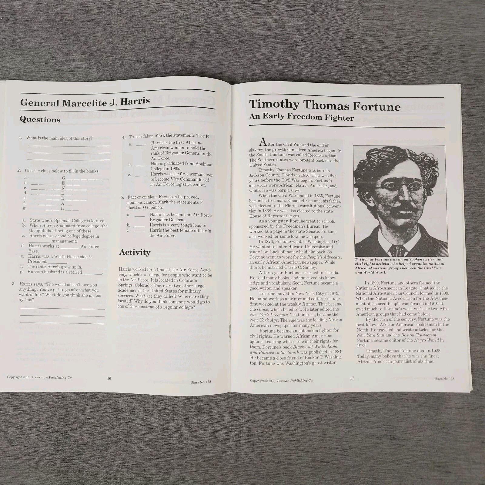 Stars Black History Book Reproducible #168 Malcolm X Denzel Washington Spike Lee