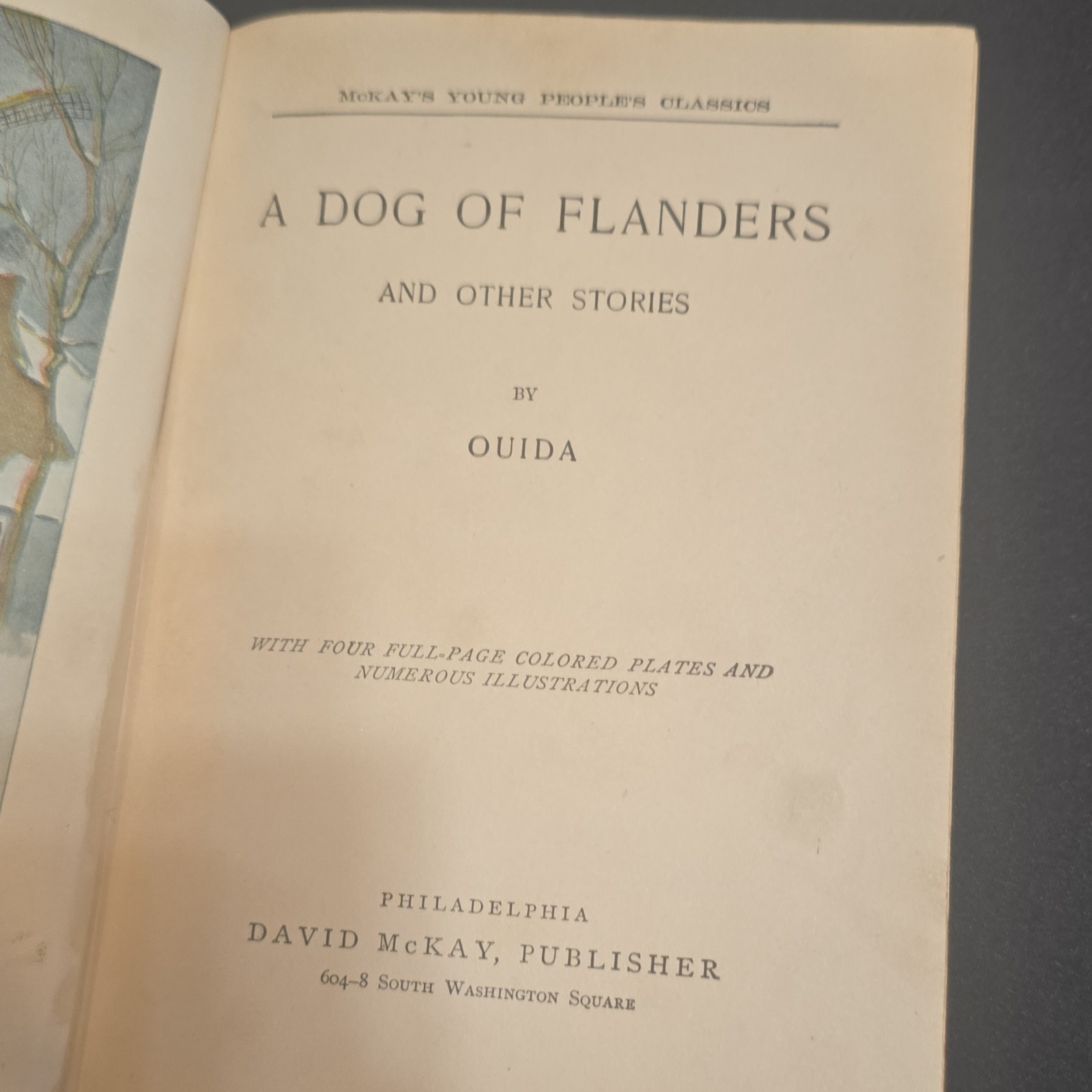 Ouida A Dog of Flanders & Other Stories HC Illus David McKay 1905 Inscribed