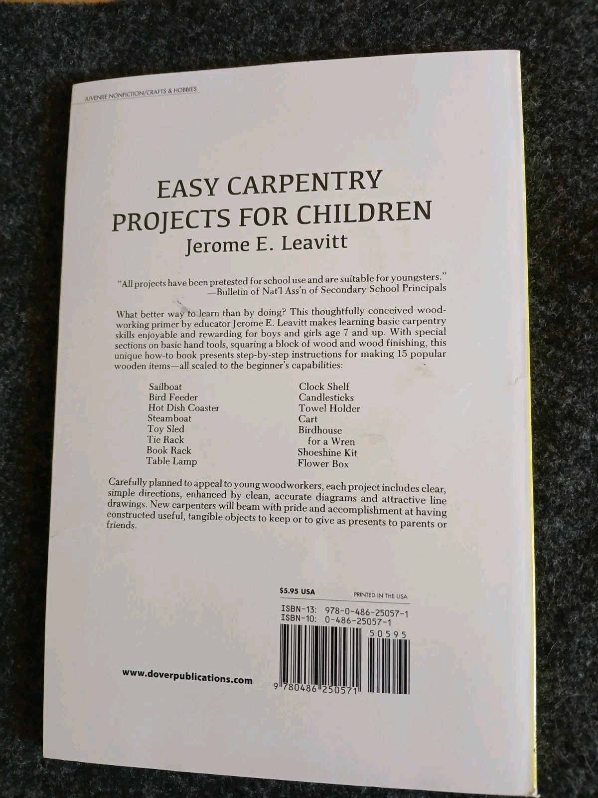 EASY CARPENTRY PROJECTS for CHILDREN by Jerome E. Leavitt 91 page 2019 Dover