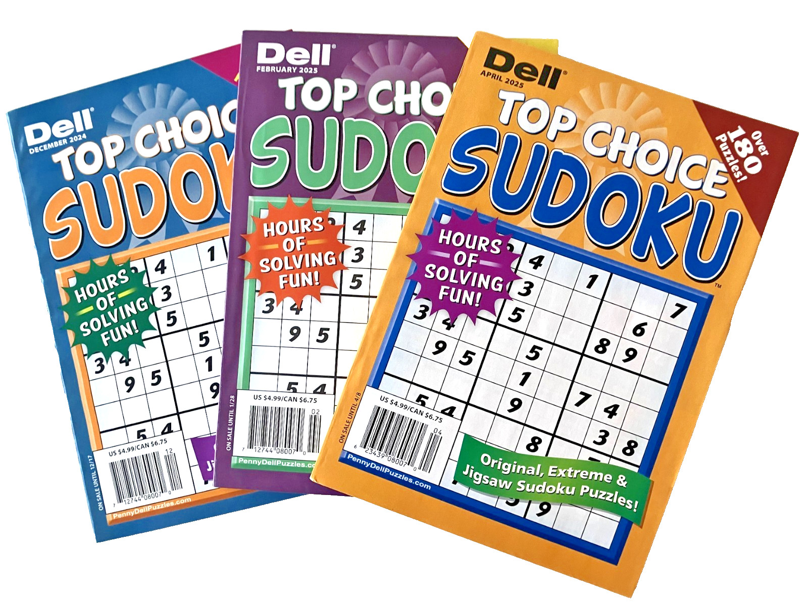 NEW Lot 3 Penny Press Dell Sudoku Top Choice Original Extreme Jigsaw Puzzle Bks