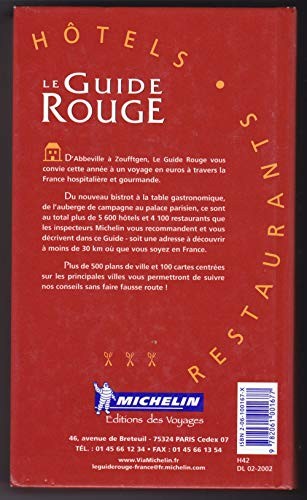 Michelin THE RED GUIDE France 2002