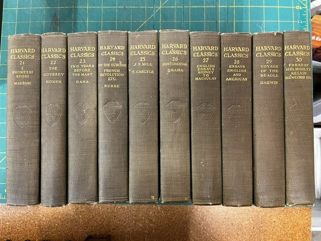 Harvard Classics P F Collier & Son 1909-1910 Volumes 1-50 Olive Cloth Very Good