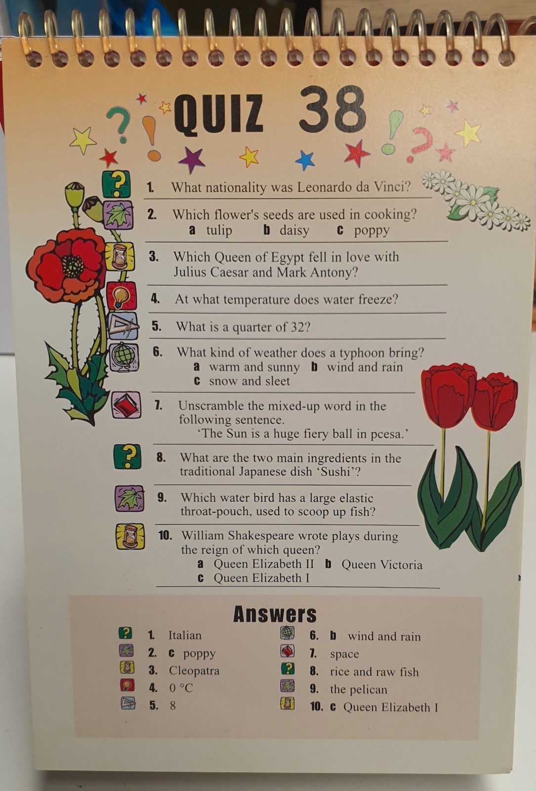Action Quiz Pad 8-10 Years Spiral Bound 400 Questions 7 Categories Illustrated