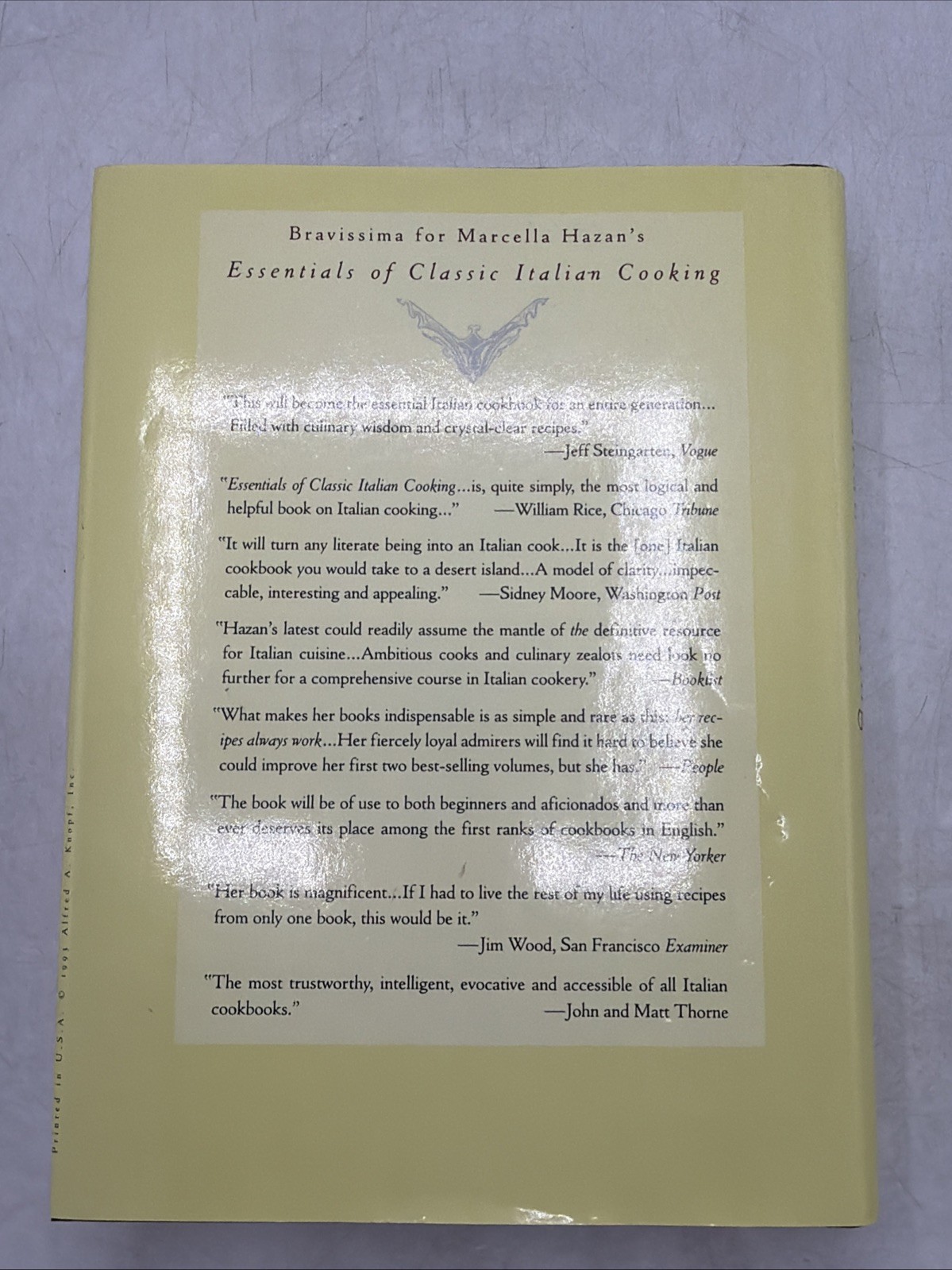 Essentials of Classic Italian Cooking by Marcella Hazan 1993 Cookbook : VeryGood