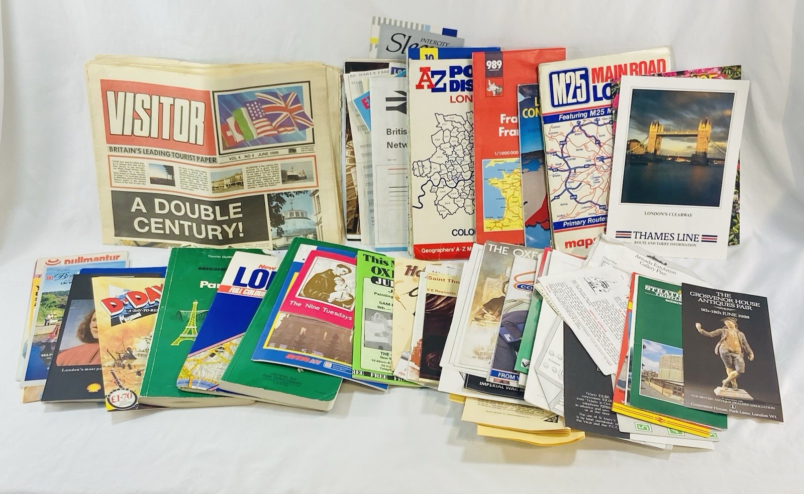 Large Lot Of 90+ Vintage Europe Brochures Maps Guides Newspaper Etc from 1988