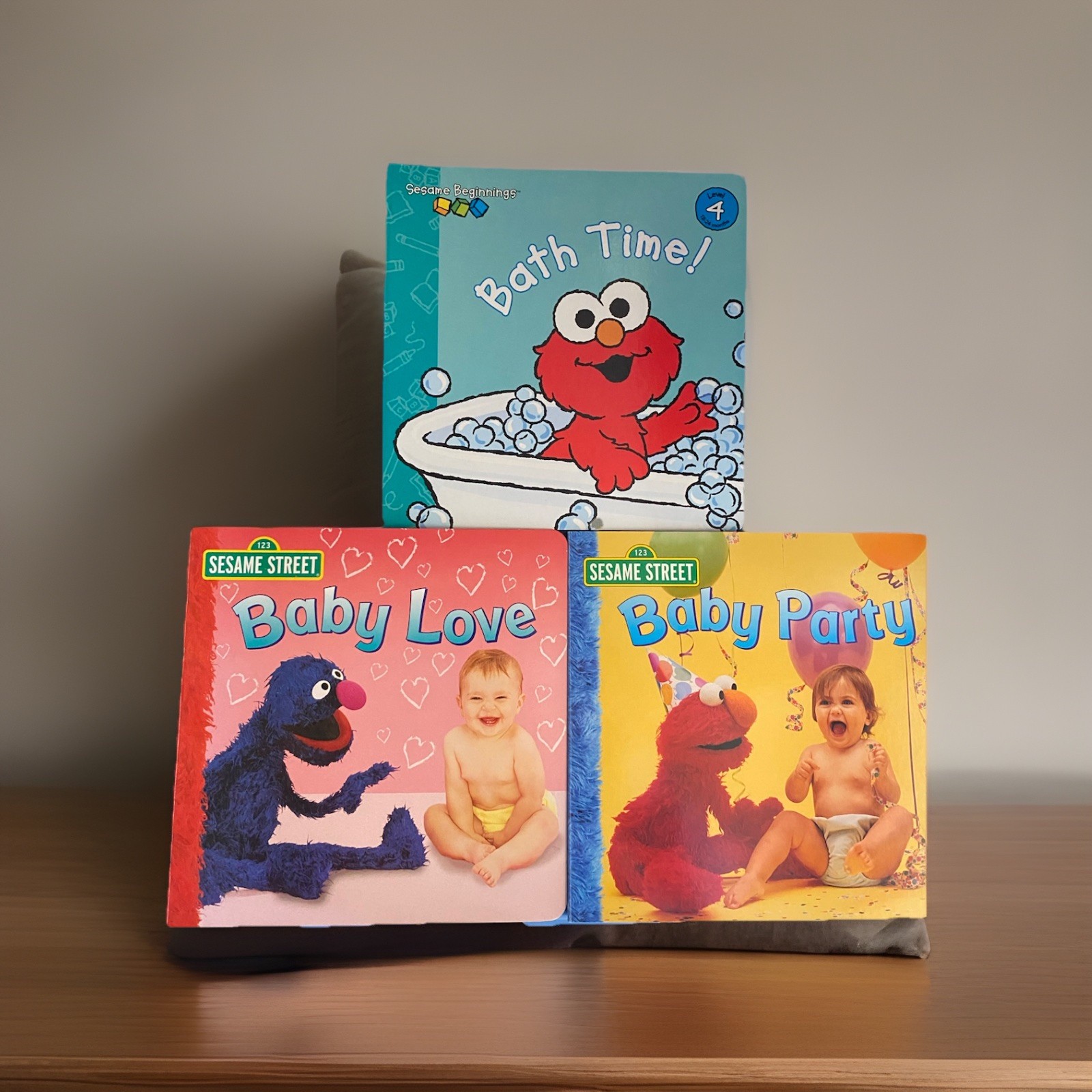 Sesame Street Baby Board Books 3-Pack Bath Time! Baby Love! Baby Party! NEW