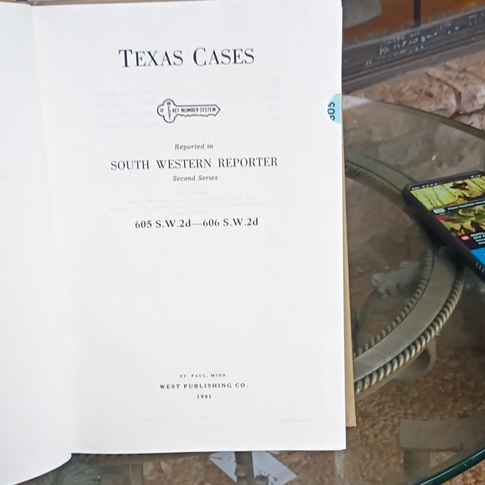 West Publishing South Western Reporter 2d 605-606 (1981) HC Texas Cases