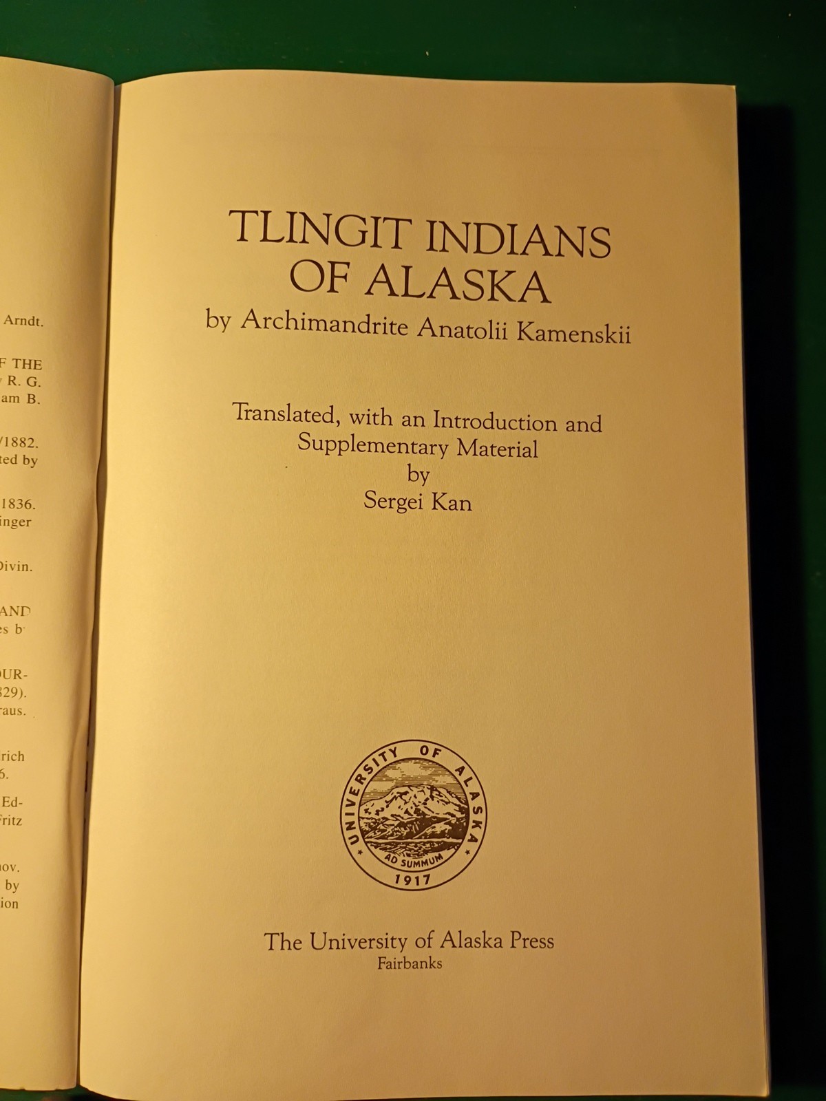 Tlingit Indians of Alaska – Rasmuson Library Book Vol. 2 Kamenskii SC Book 1990