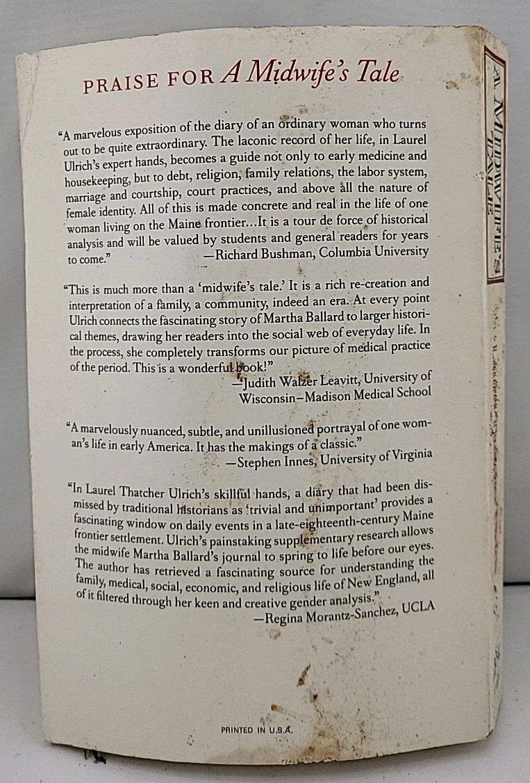 A Midwife’s Tale: The Life of Martha Ballard, Based on Her Diary, 1785-1812