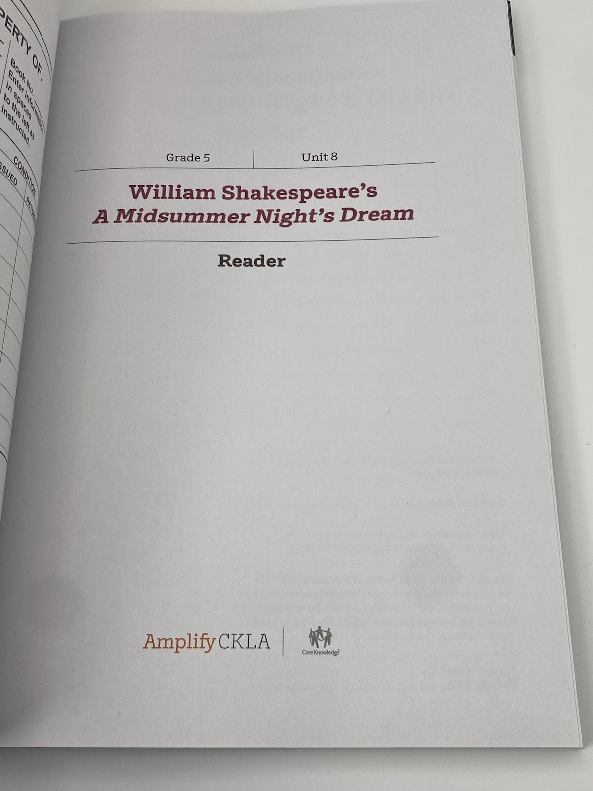 Amplify Core Knowledge 2026 Shakespeare’s A Midsummer Night’s Dream Grade 5