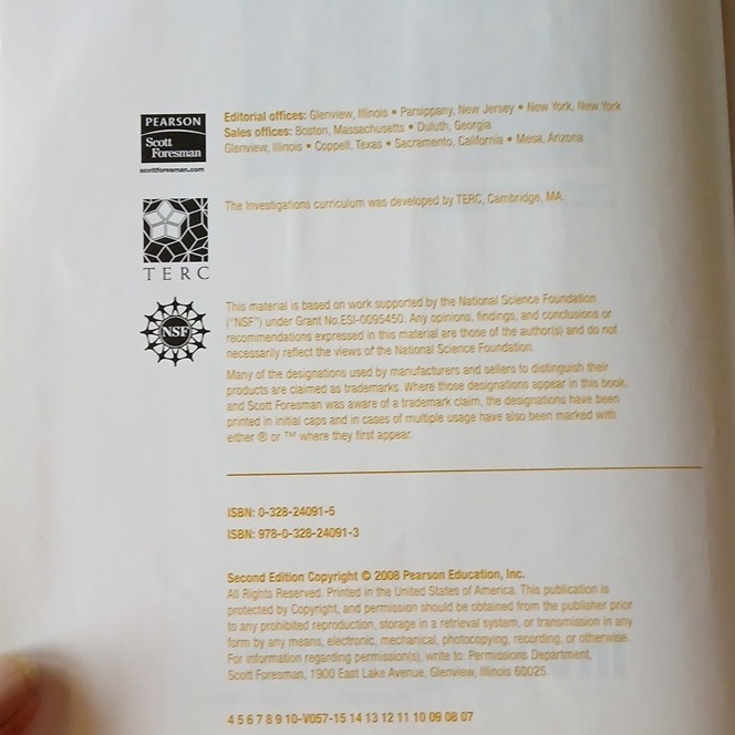 Pearson Education Investigations Grade 4 Student Math Handbook Second Edition H…