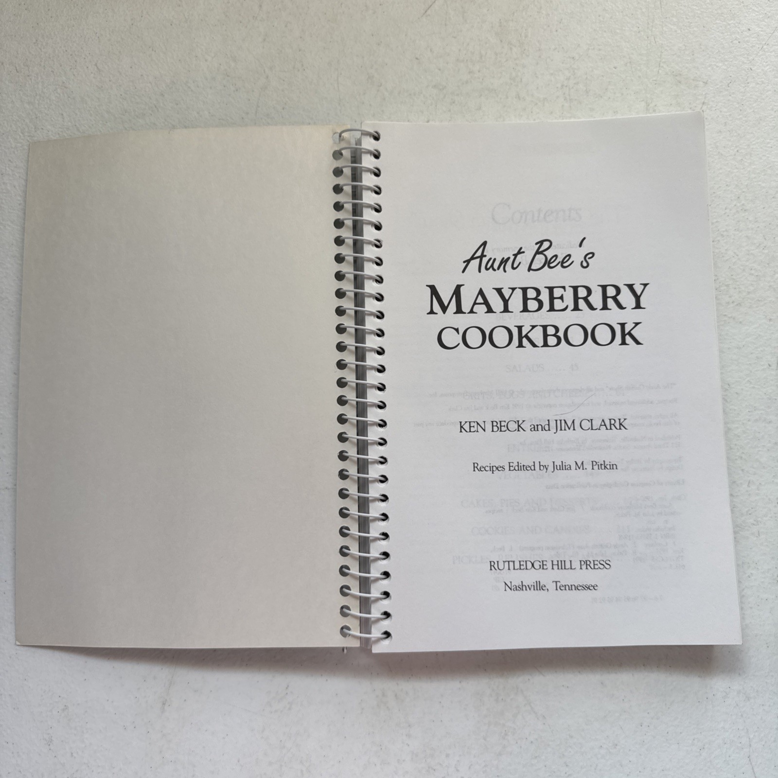 Aunt Bee’s Mayberry Cookbook Spiral Bound by Ken Beck and Jim Clark