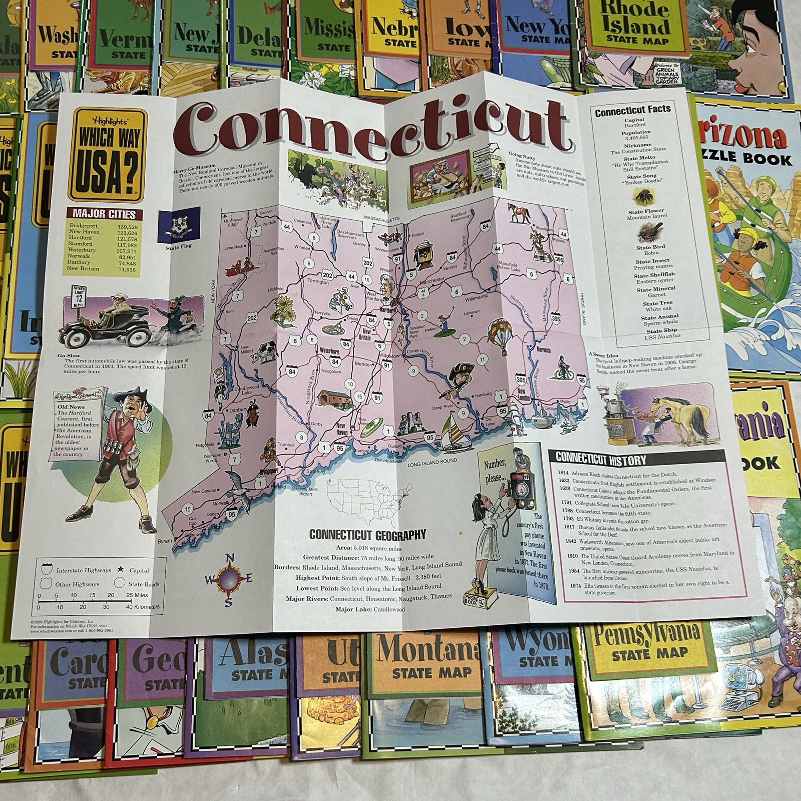 Lot of 33 Highlights Which Way USA Magazine State Activity Puzzle Book W/ Maps