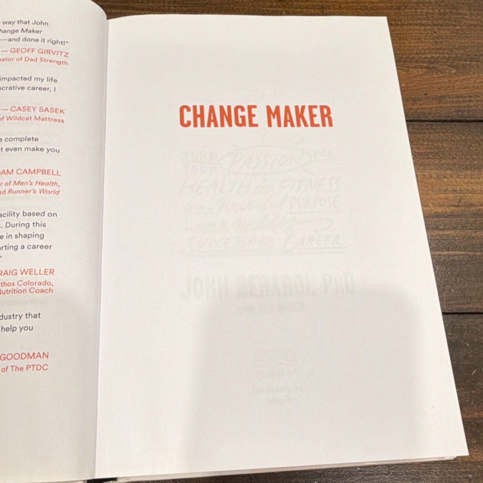 John Berardi Change Maker Hardcover BenBella Books 2019 Health & Fitness