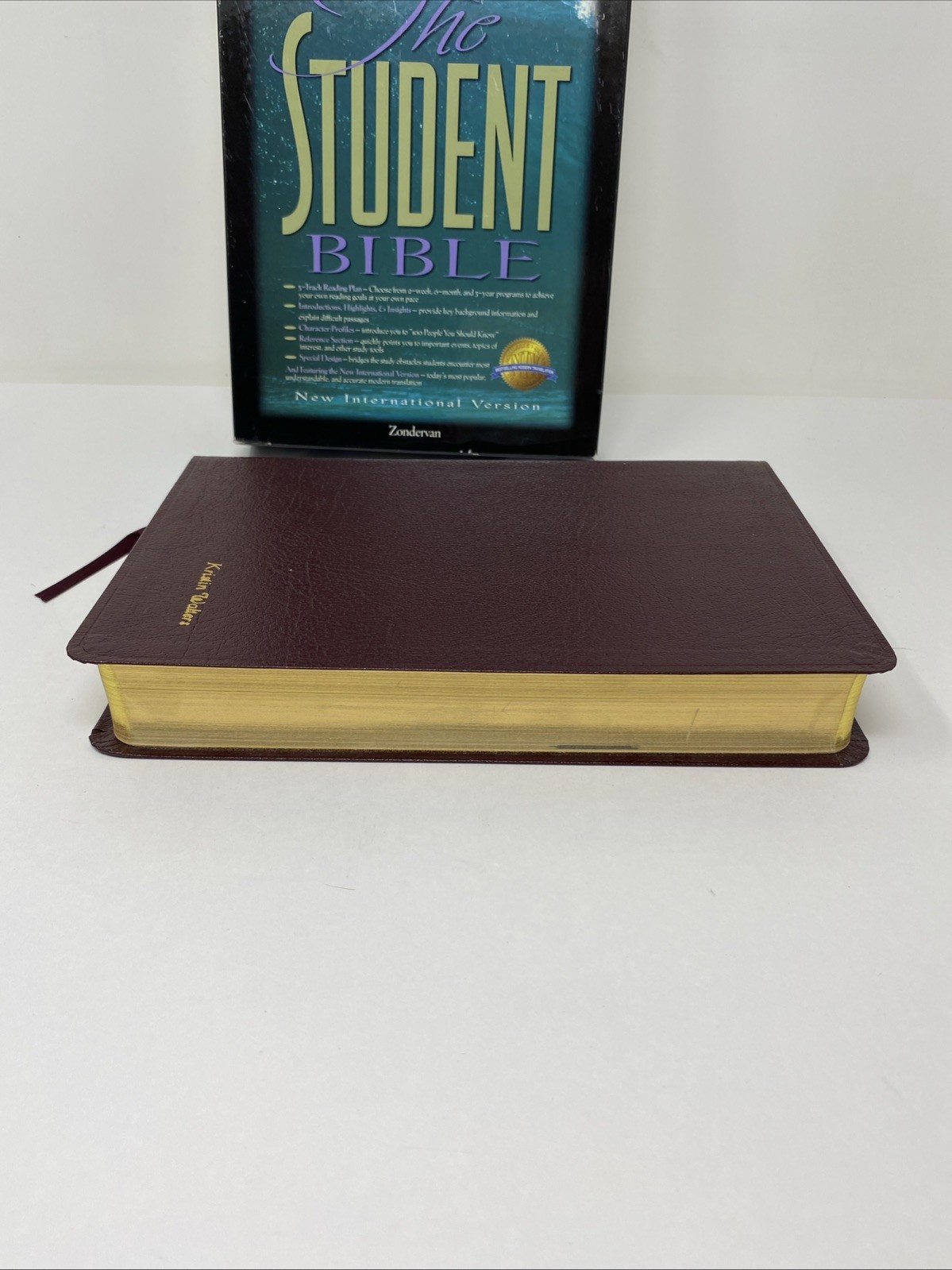 Student Bible NIV 1984 Burgundy Bonded Leather 2006 Print Clean Pages Box