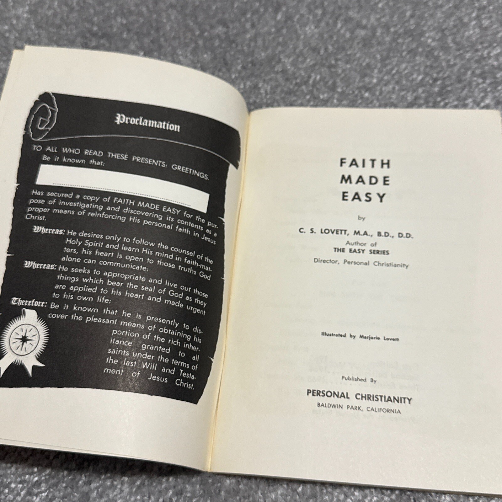 Faith Made Easy by C. S. Lovett (1968 Trade Paperback)