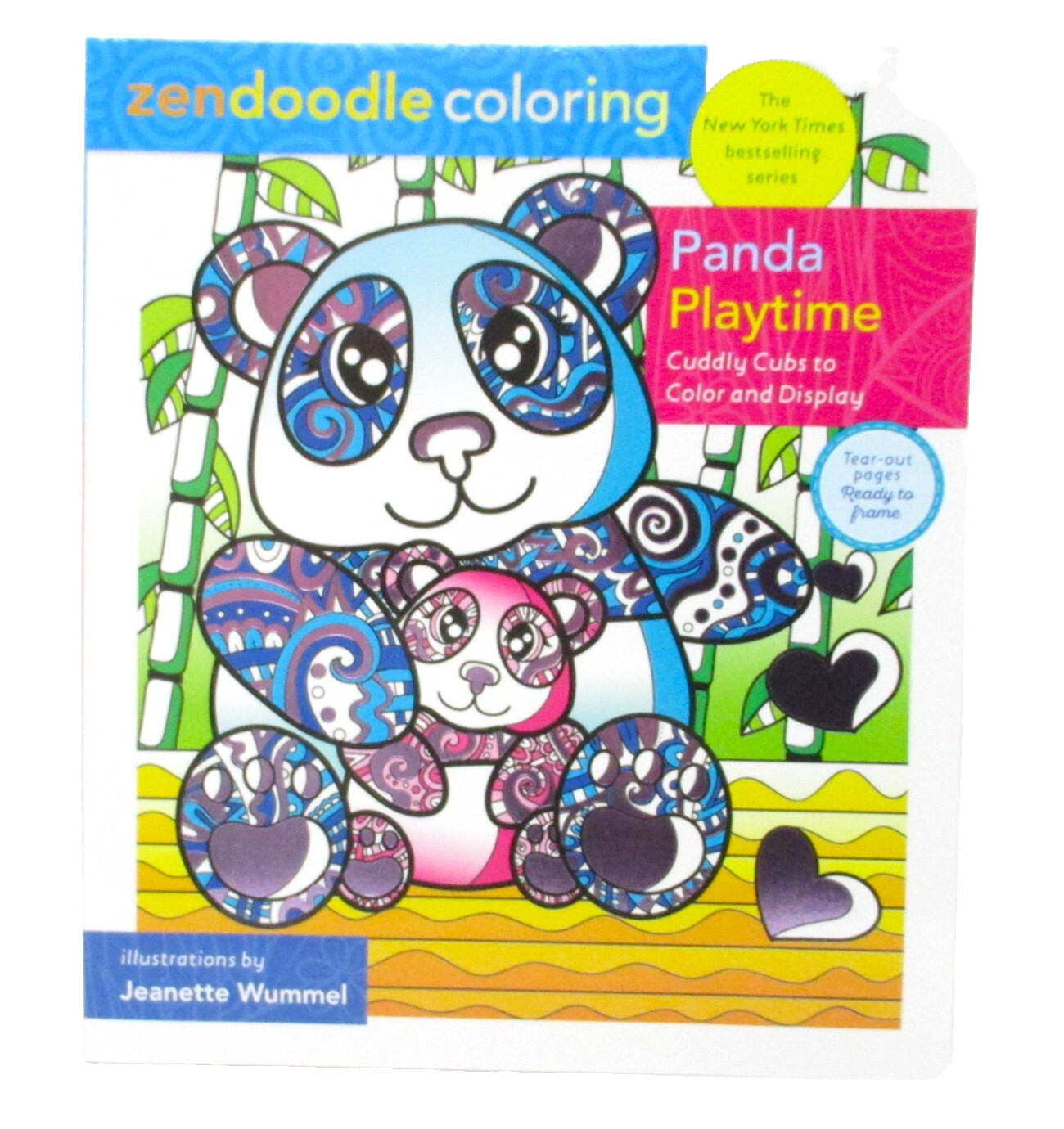 Zendoodle Coloring Book Panda Playtime 60 designs adult teen with tear out pages