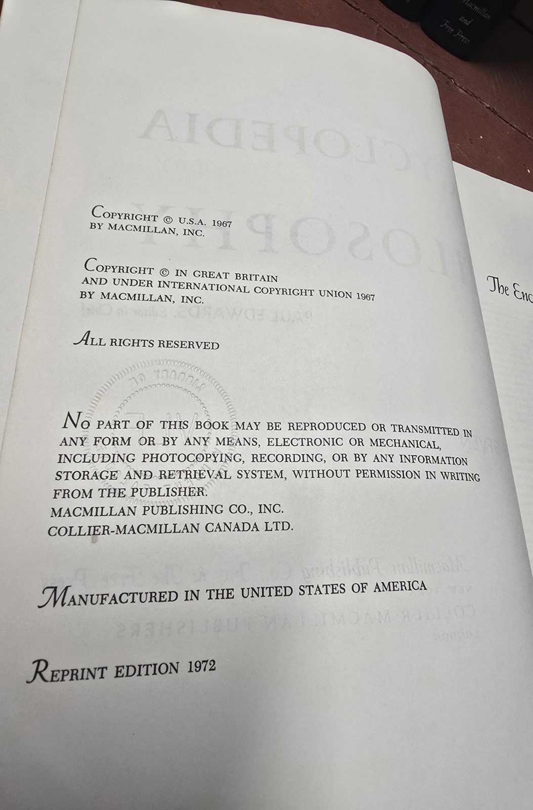 Complete 4 Volume Set Encyclopedia of Philosophy Macmillan and Free Press 1972