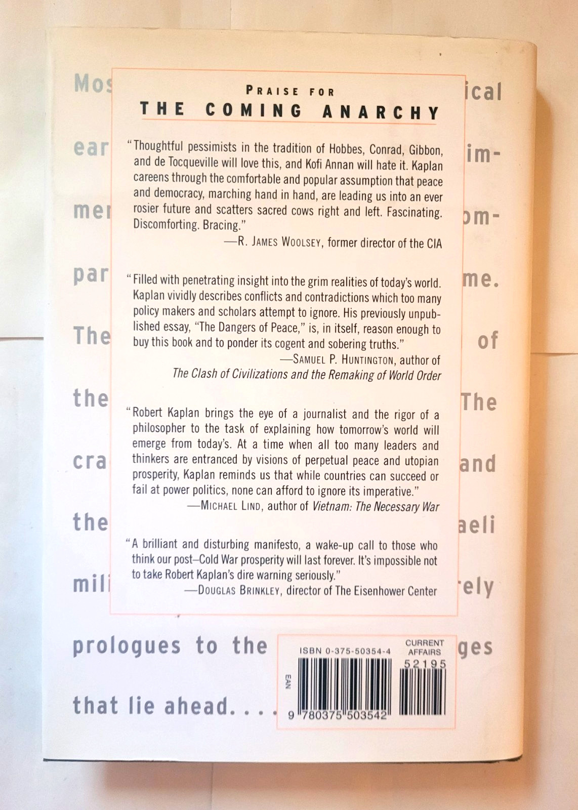 The Coming Anarchy Robert D Kaplan Cold War Hardcover 2000 1st Ed. Free Shipping