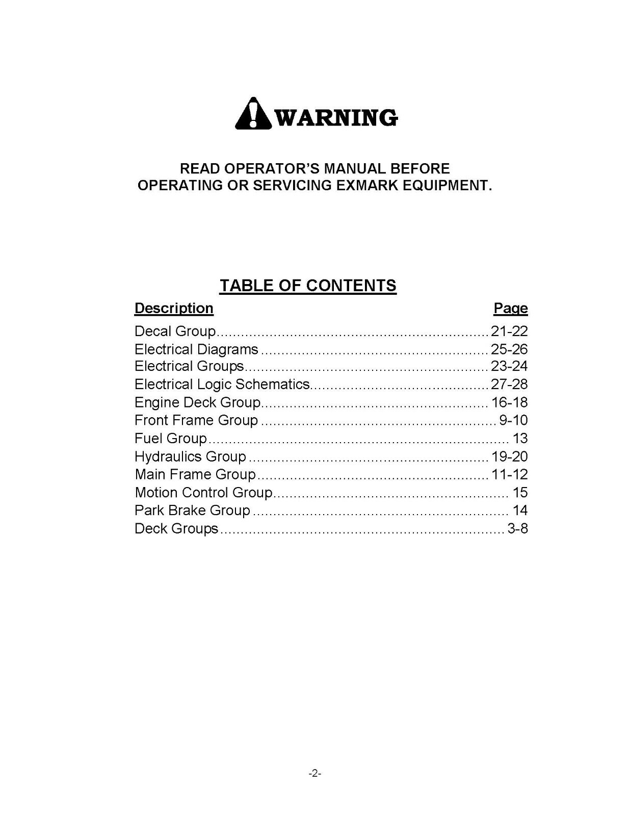 eXmark Lazer Z AS Operators Manual & Schematics LAS28KA524 For SN: 720,000 +