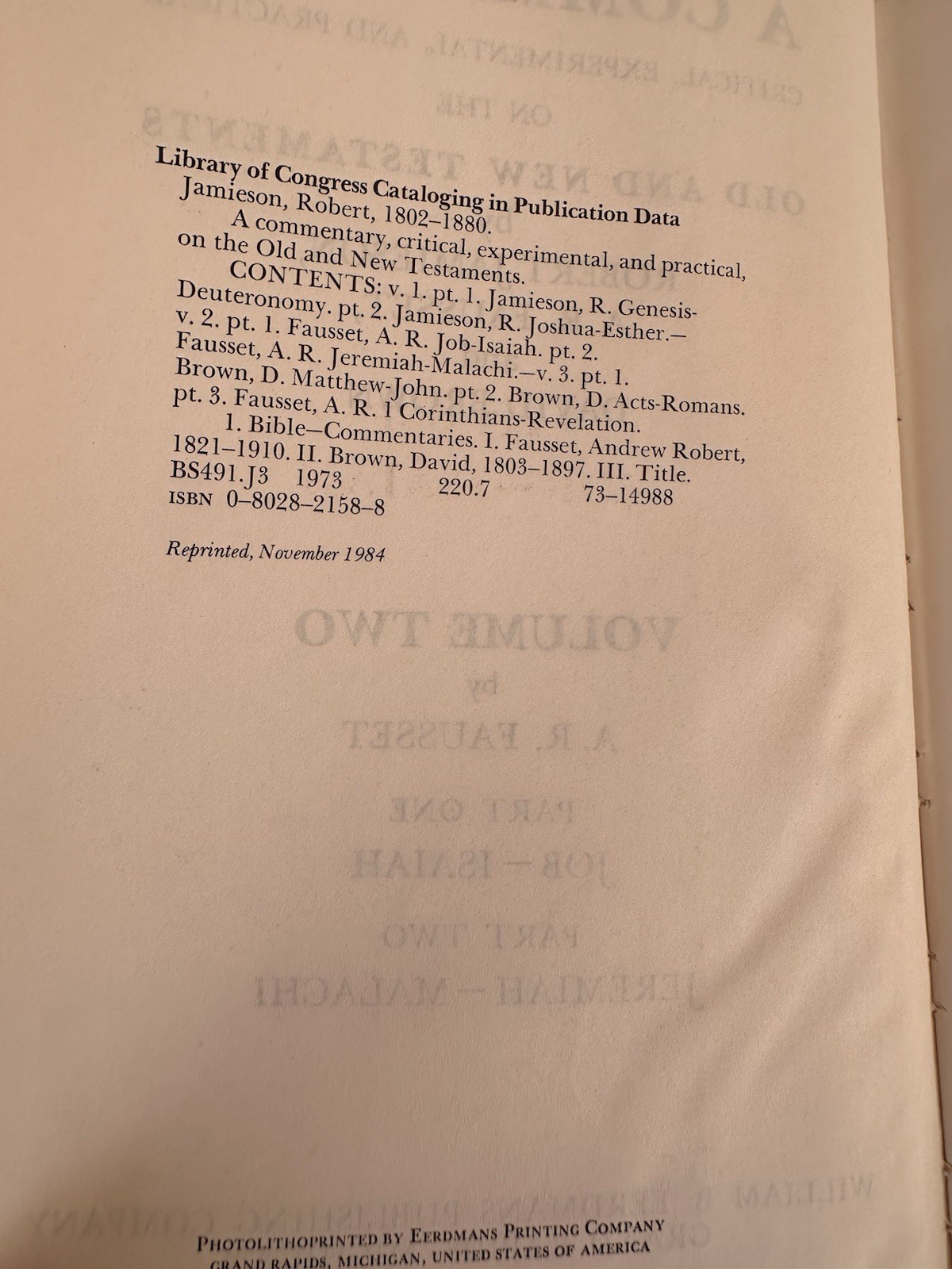 A Commentary Critical Experimental & Practical Vol.2 Job – Isaiah