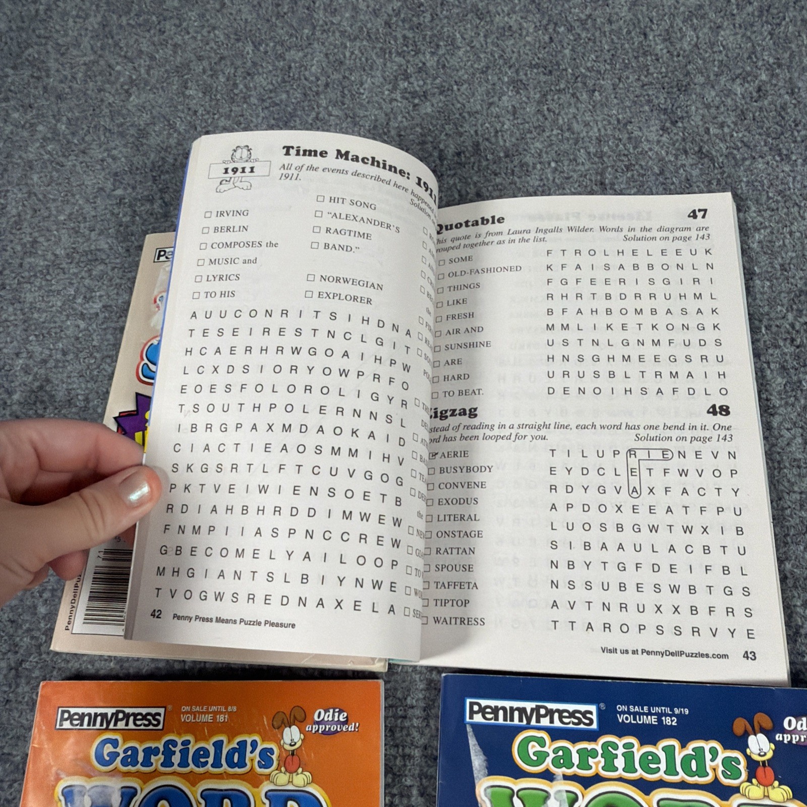 Penny Press Dell GARFIELD 4 Super Jumbo Word Seek Search Puzzle Books READ