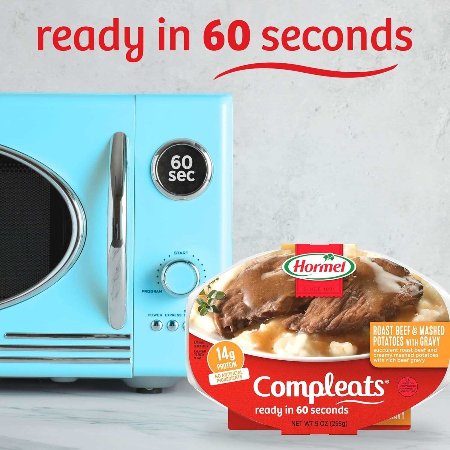 Hearty Microwave Roast Beef & Mashed Potatoes with Gravy – 9 oz. Trays, 6 Pack