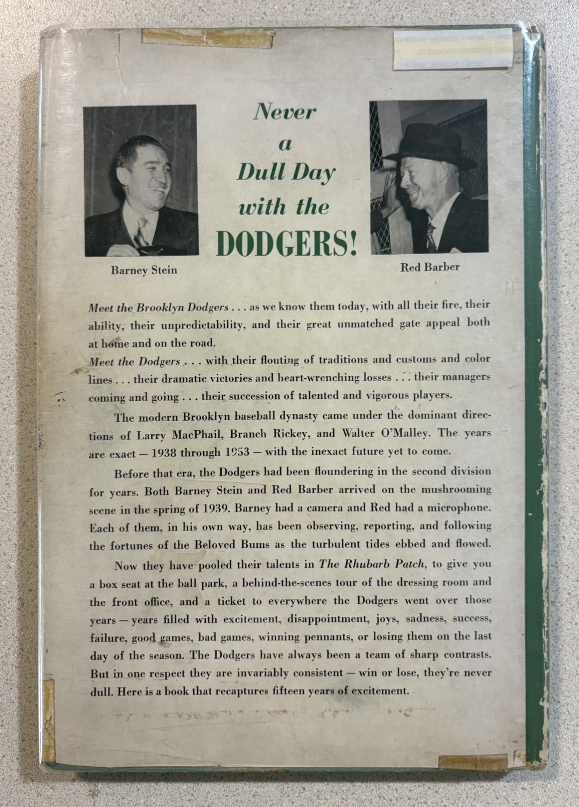 The Rhubarb Patch Brooklyn Dodgers 1954 HC DJ 1st ed Ruth Reese Robinson Snider