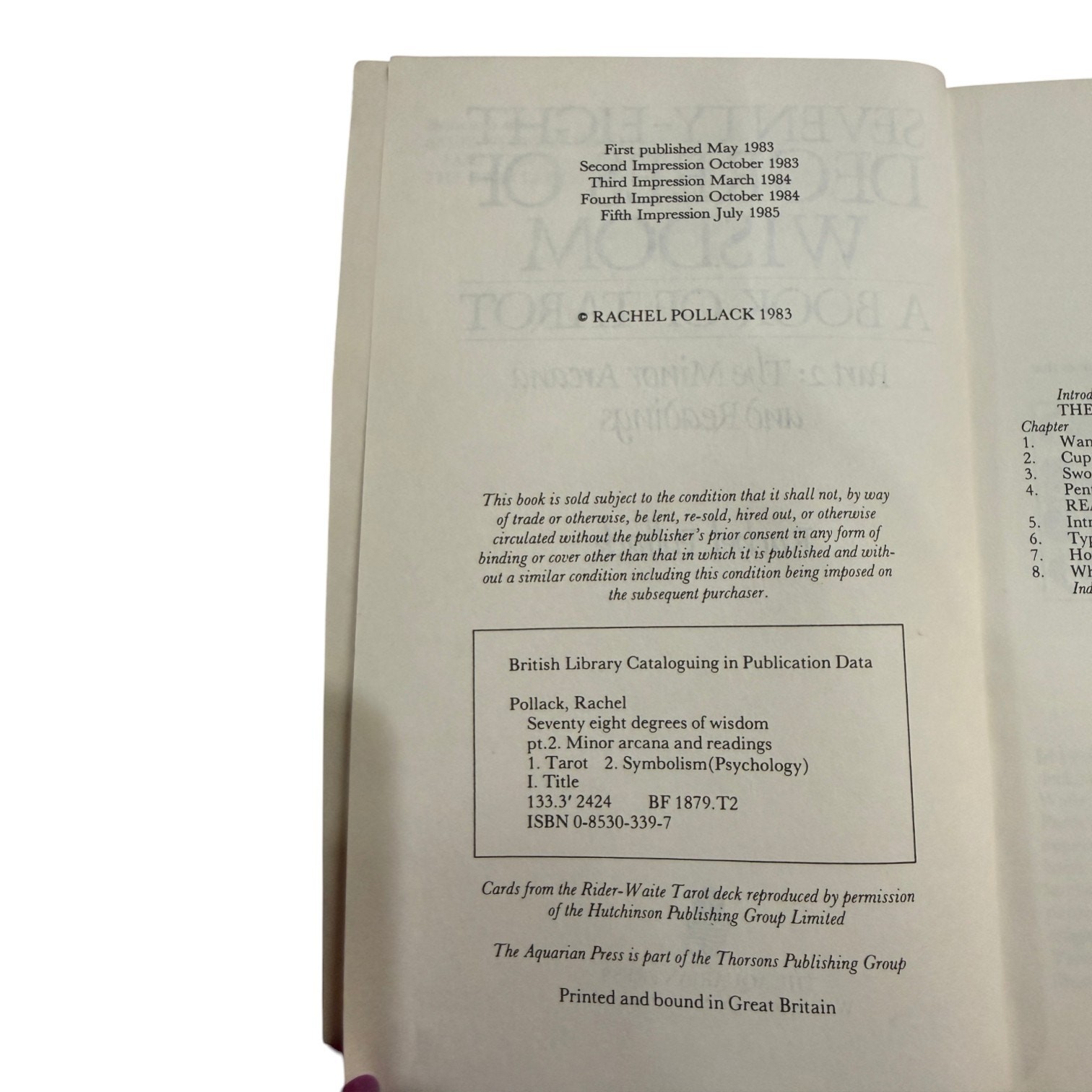 1985 Seventy-Eight Degrees of Wisdom Part 2 Minor Arcana Tarot Book VTG Occult