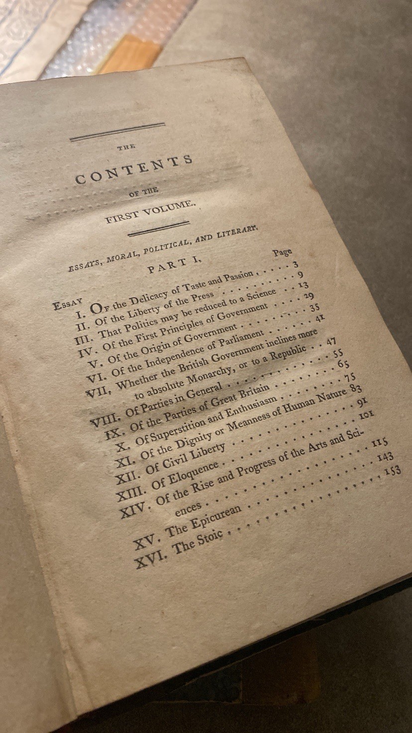 Essays and Treatises on Several Subjects David Hume 1804 London 2 Volumes