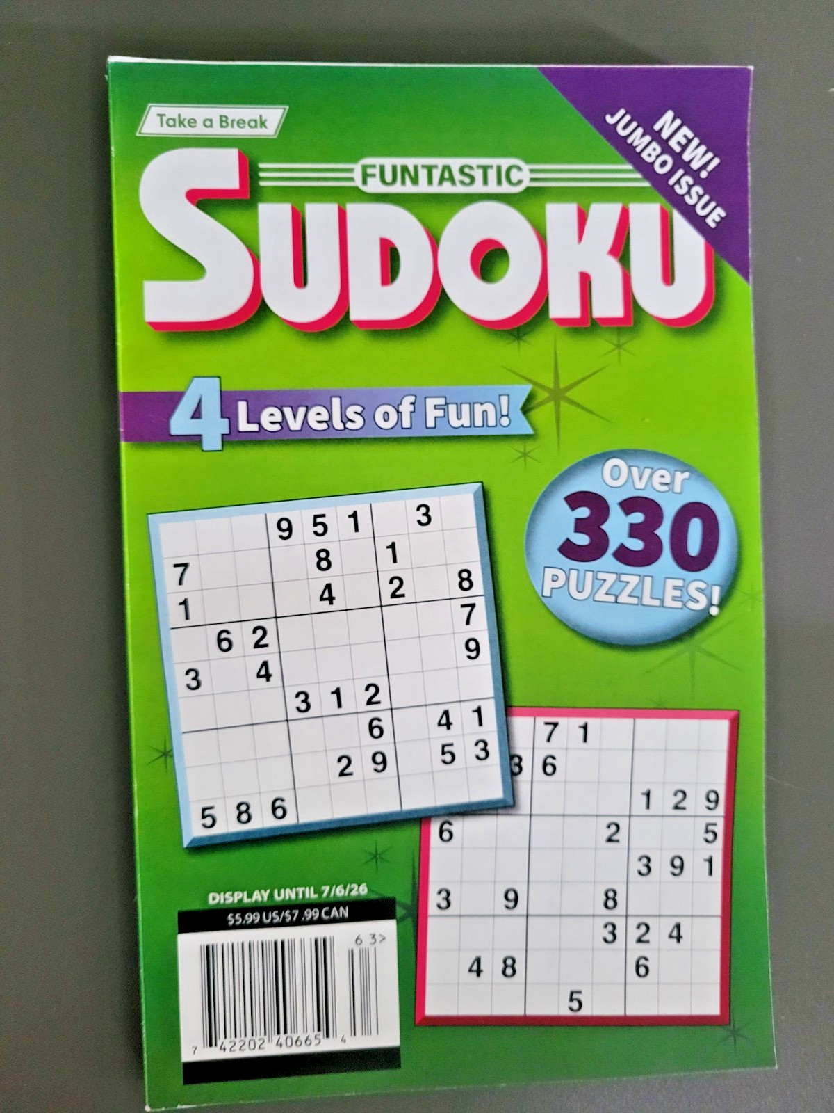 Lot of 3 Funtastic Sudoku Books by Take-A-Break – 990+ Challenging Puzzles