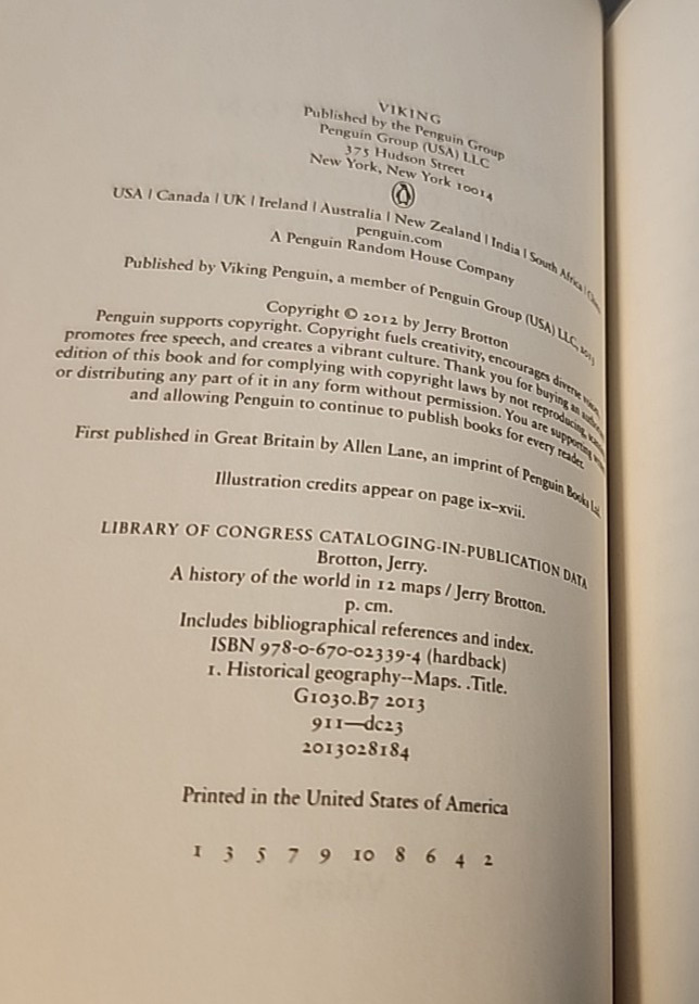 A History of the World in 12 Maps by Jerry Brotton 2013 w/dust jacket