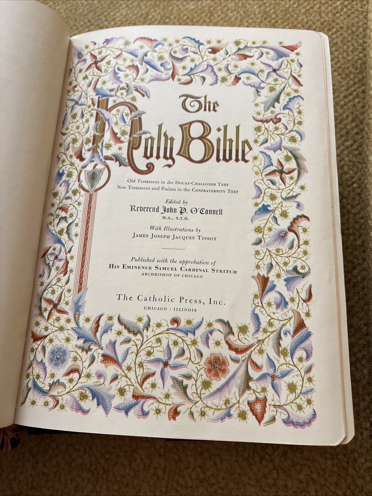 The Catholic Press Holy Family Edition of the Holy Bible 1950 Printed USA – EUC