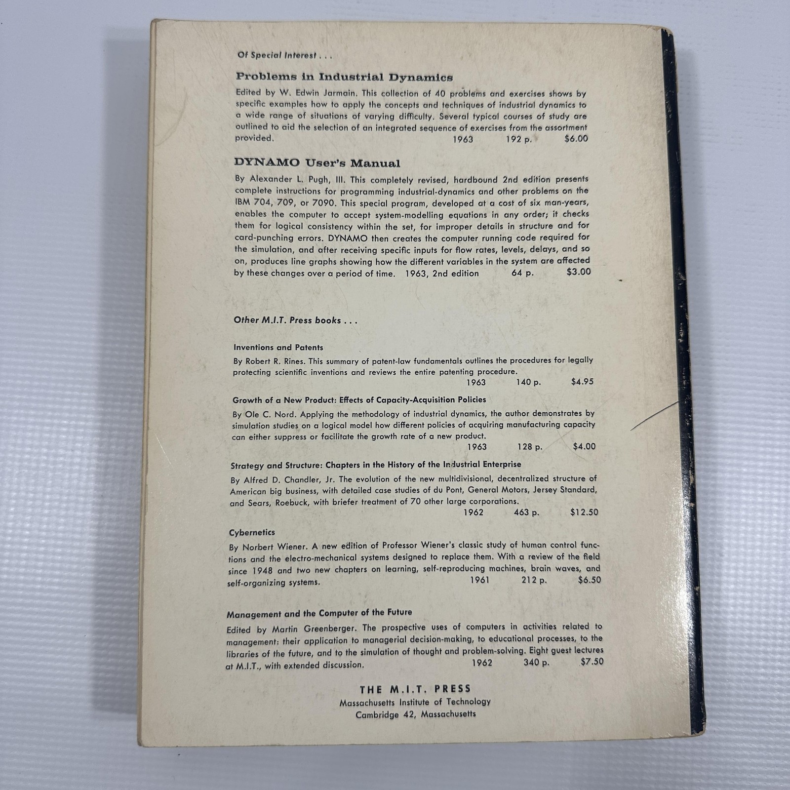 Vintage 1962 Industrial Dynamics Jay W Forrester MIT Press PB Management Systems