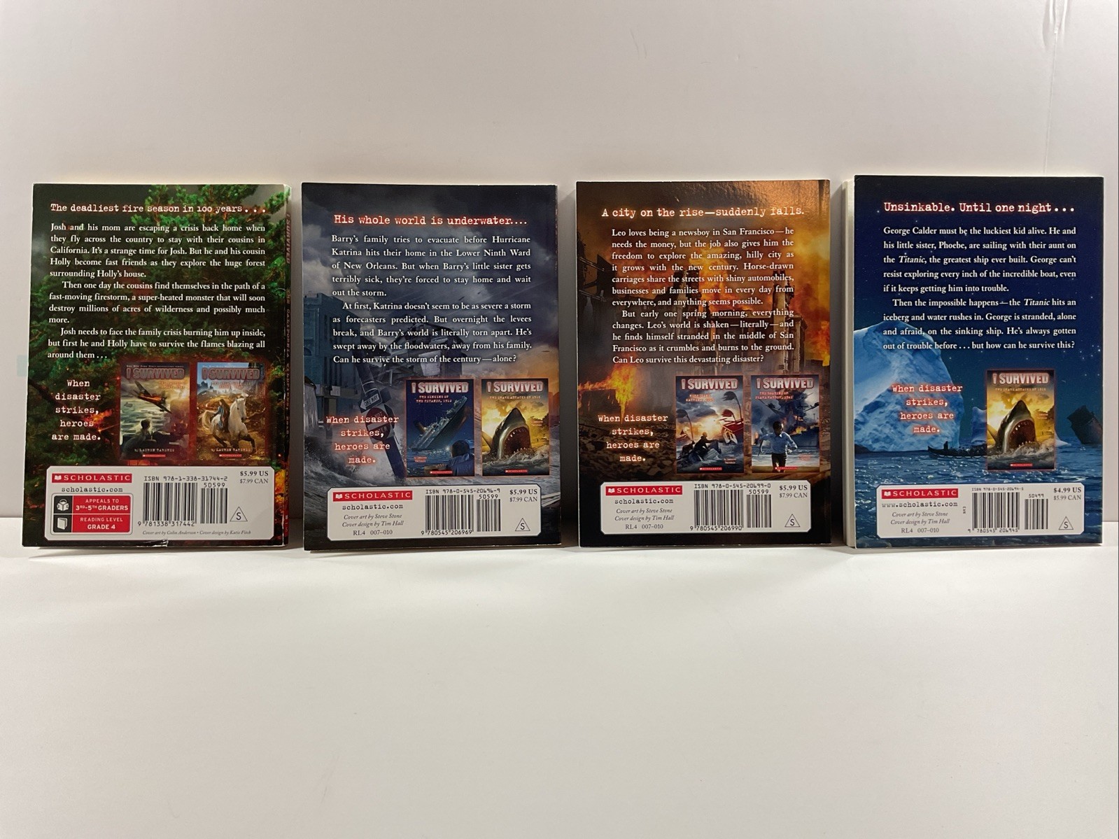 Boxed sets grades 2-4 Lot of 14 I Survived 1-10 PB Jurassic World 1-4 HC