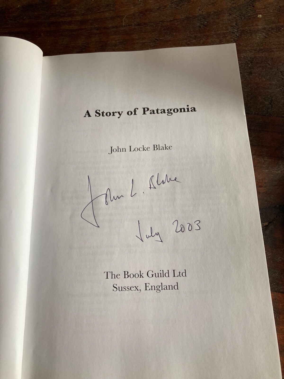 A Story of Patagonia by John Blake signed by the author, from ABC Librarias ARG