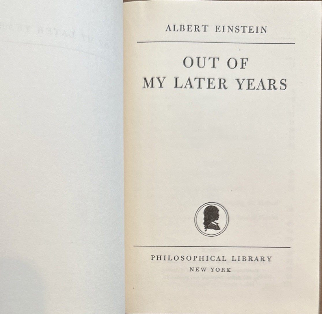 Out of my Later Years by Albert Einstein 1950 First Edition Hardcover Book w/DJ