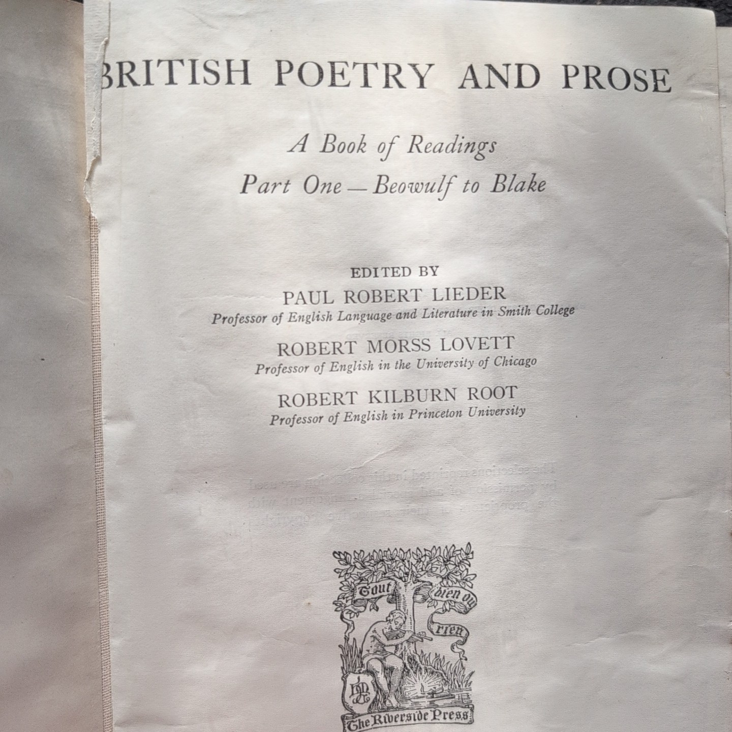 Vtg 1928 AQ British Poetry & Prose Hardcover Ornate Book Elizabethan Anglo-Saxt