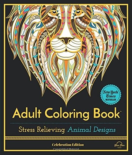 STRESS RELIEVING ANIMAL DESIGNS: ADULT COLORING BOOK, By Blue Star Press *Mint*