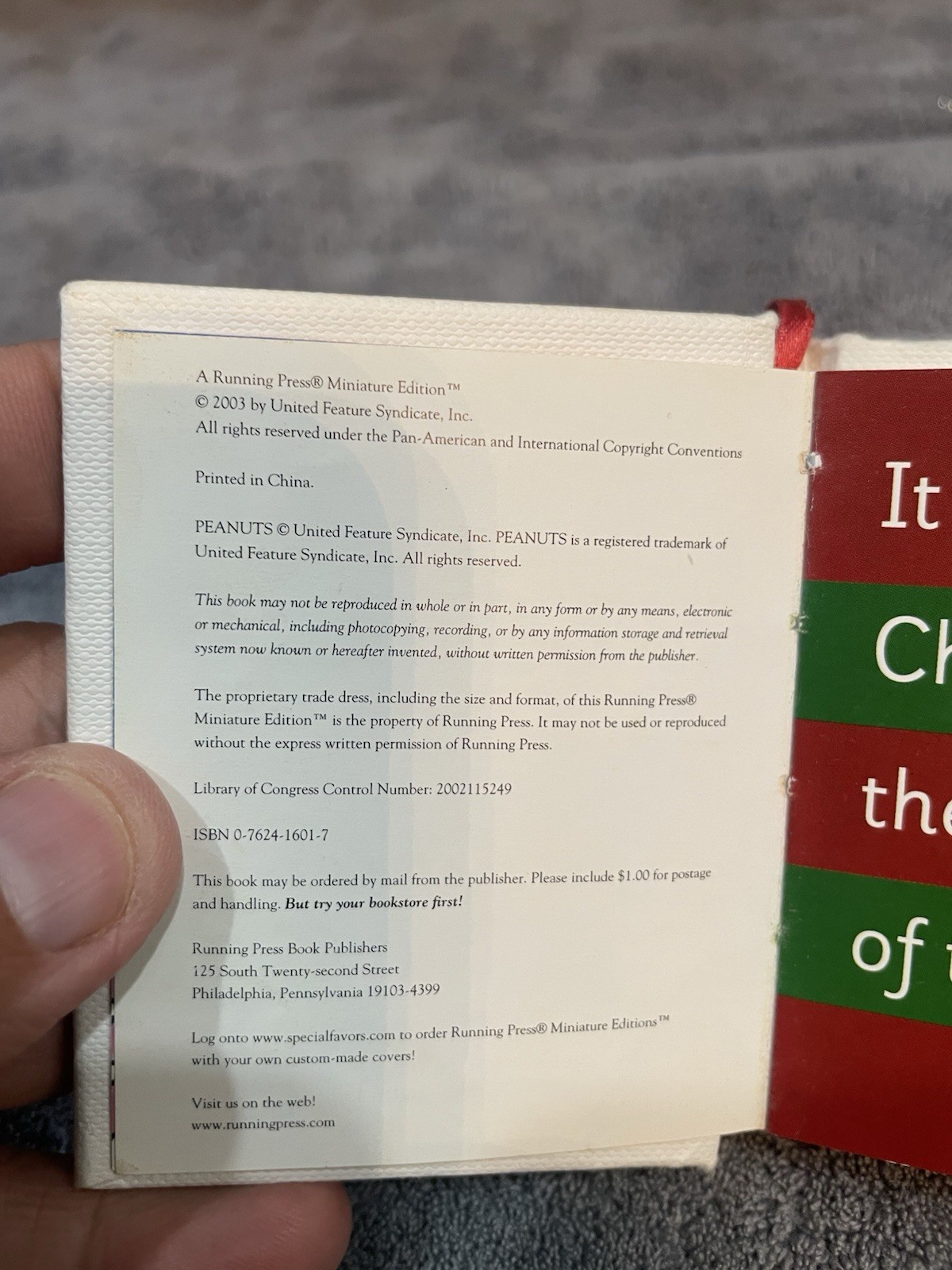 PEANUTS SNOOPY A CHARLIE BROWN CHRISTMAS CLASSIC TV MINI BOOK HARDCOVER J3