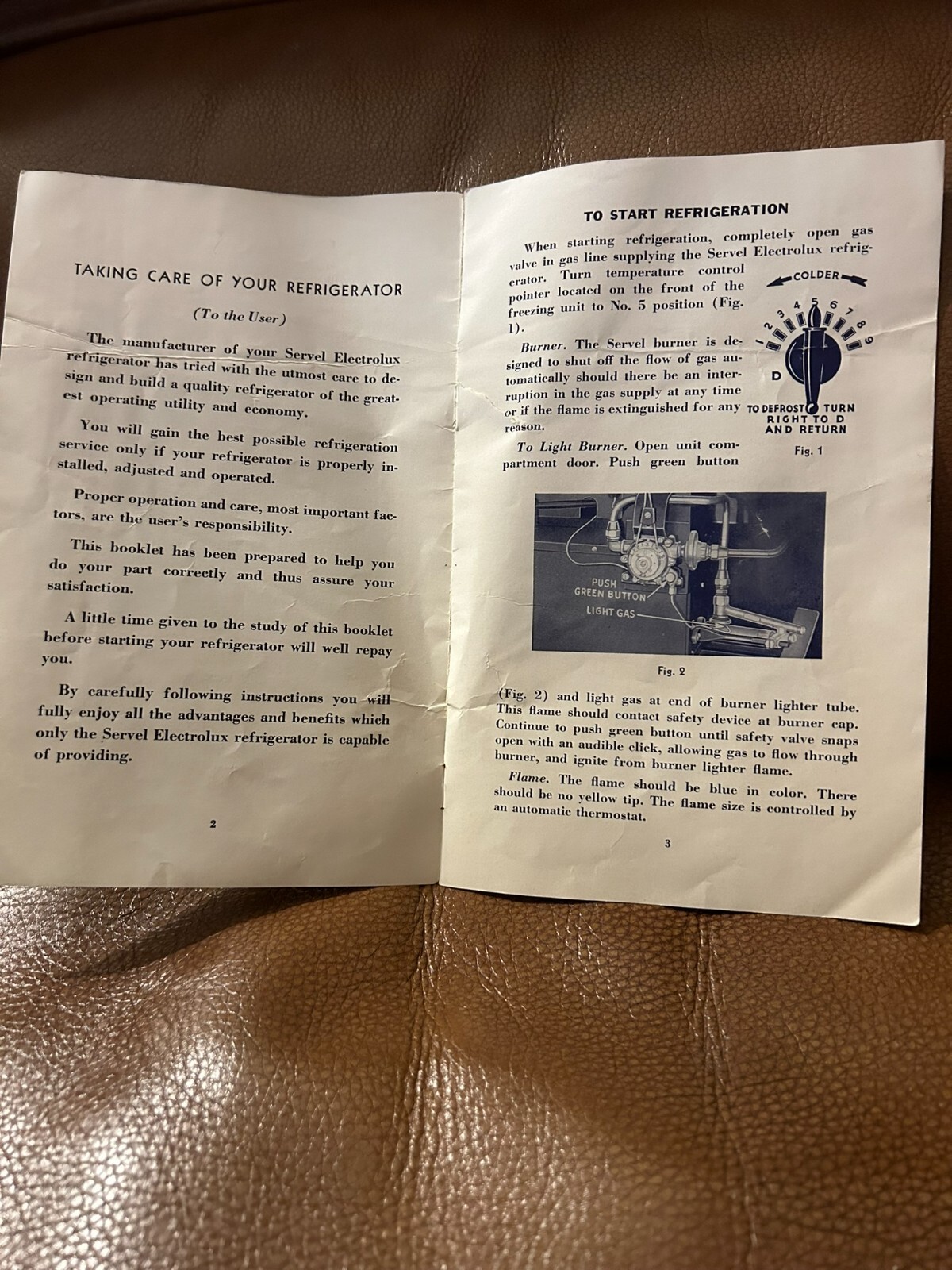 Servel Electrolux Refrigerator K-500 Operating Instructions Booklet Book