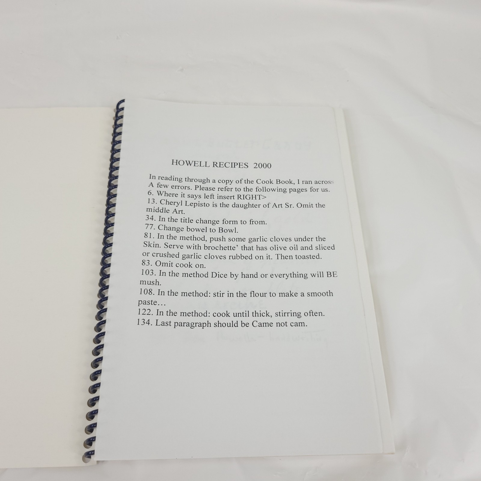 Howell Recipes 2000 Vintage Spiral Bound Family Cookbook Heritage Collection