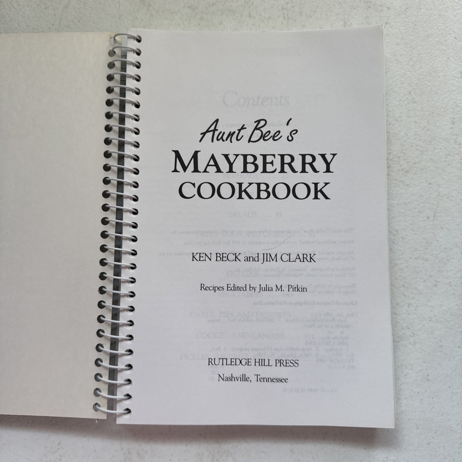 Aunt Bee’s Mayberry Cookbook Spiral Bound by Ken Beck and Jim Clark