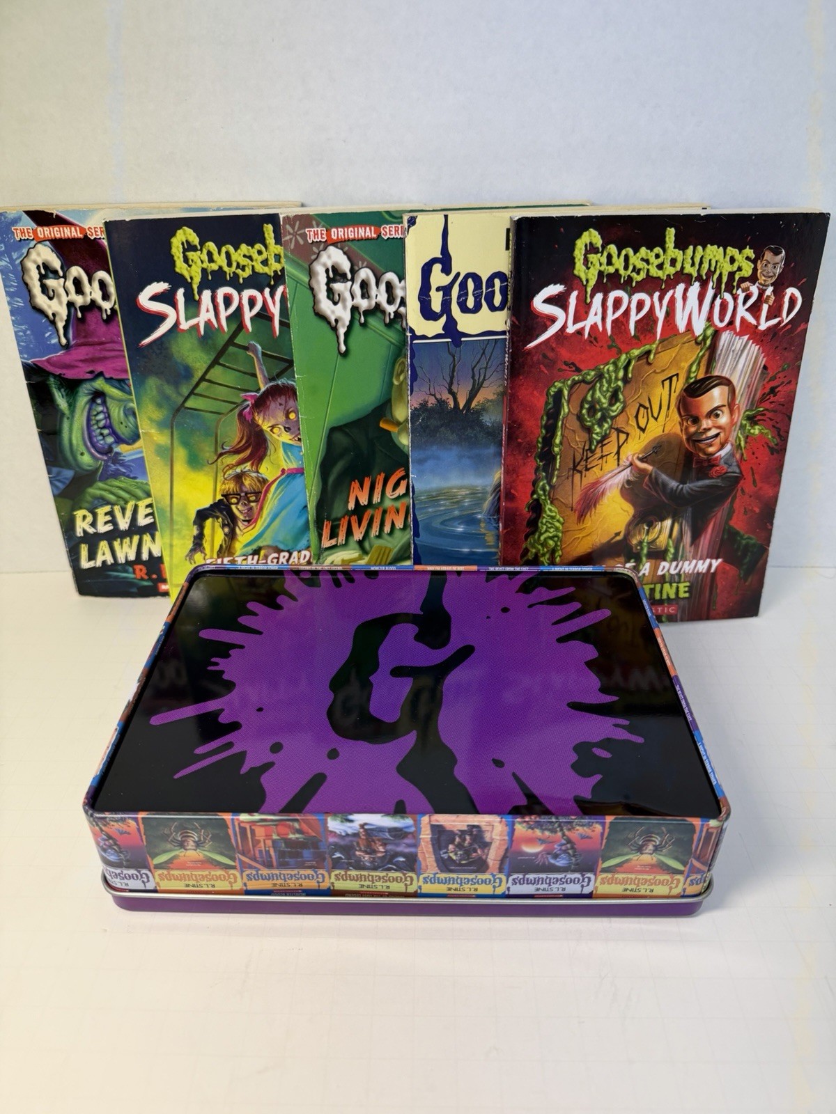 Goosebumps Book Tin And Misc R.L. Stine Horror Kids Edition Lot Scholastic