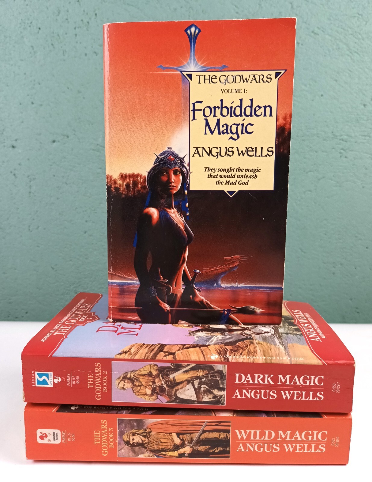 3 ANGUS WELLS THE GODWARS BOOK BUNDLE. FORBIDDEN DARK WILD MAGIC. VGOOD