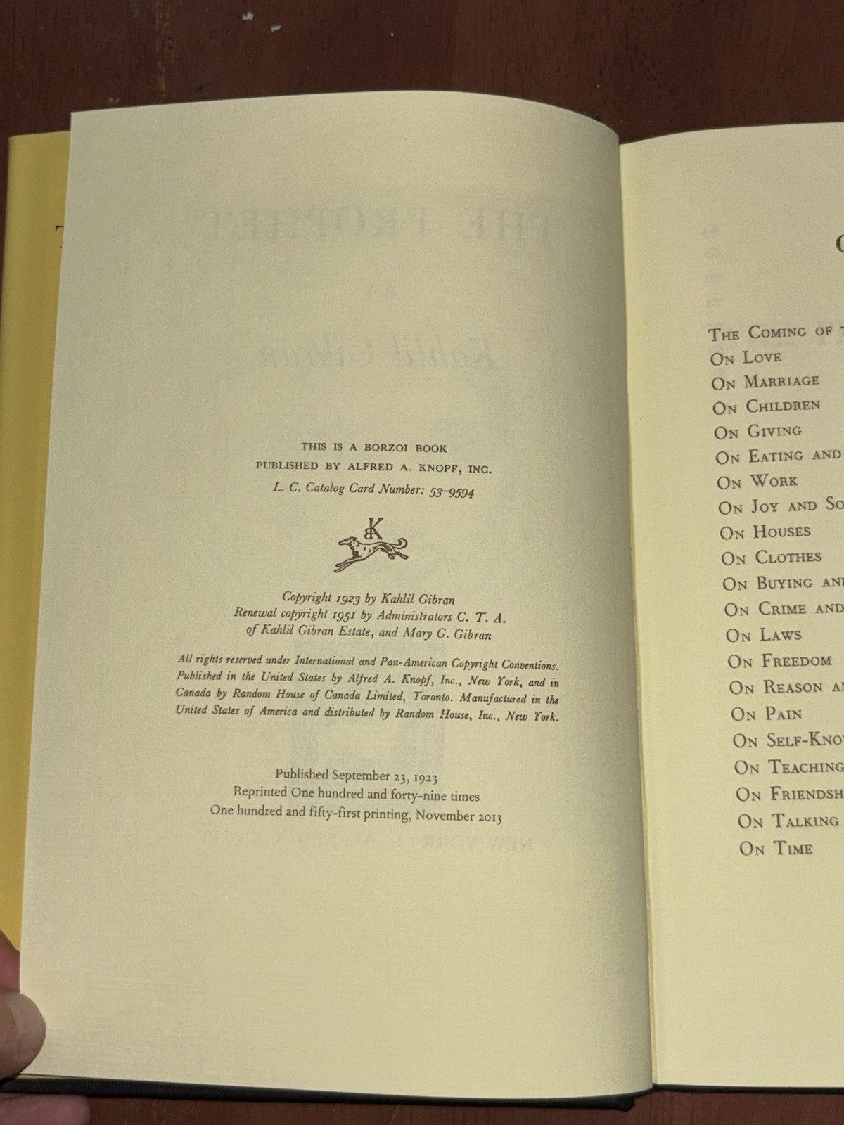 The Prophet (A Borzoi Book) – Hardcover By Kahlil Gibran – GOOD