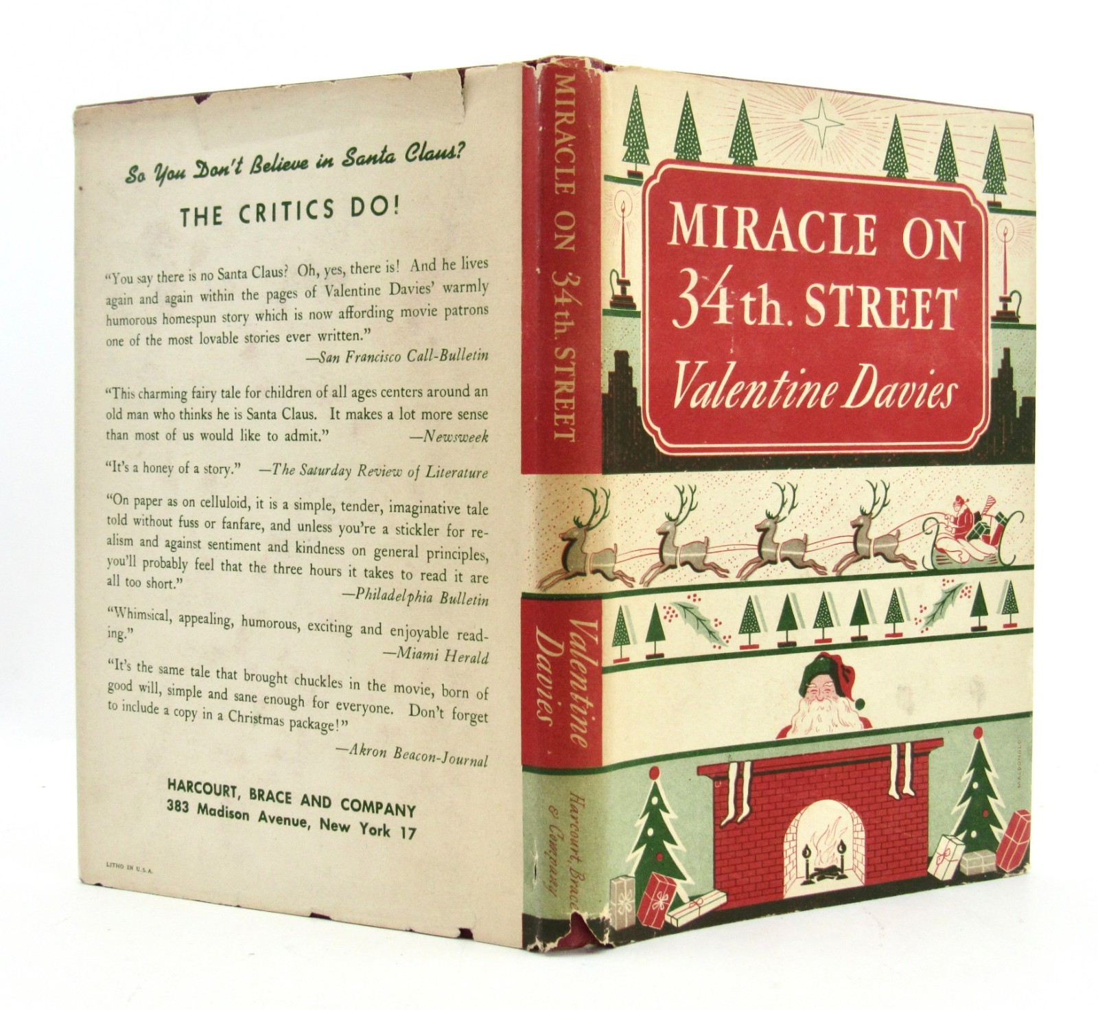 MIRACLE ON 34th STREET Valentine Davies 1947 Harcourt Brace & Co HBDJ BCE VGC